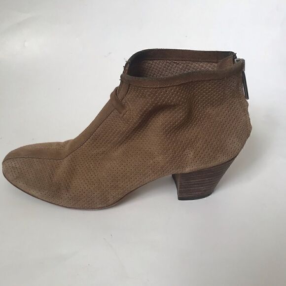 Aquatalia brown leather ankle boots with stacked wooden heels - Picture 4 of 11